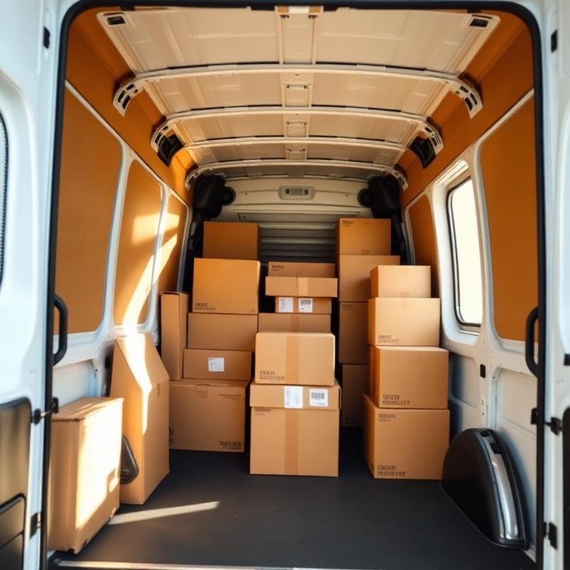 Van loaded with packages for shipping